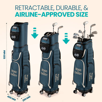 Road Caddy Original Hard Case Golf Travel Bag - 2-in-1 Golf Bags with Wheels, Retractable Golf Bag Travel Case for Airlines