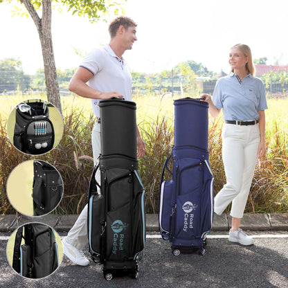 2-in-1 Hard Shell Golf Travel Bag with Wheels - Retractable Airline-Approved Golf Case for Ultimate Club Protection and Easy Mobility