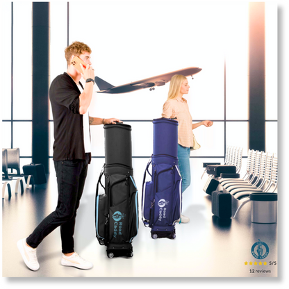 2-in-1 Hard Shell Golf Travel Bag with Wheels - Retractable Airline-Approved Golf Case for Ultimate Club Protection and Easy Mobility