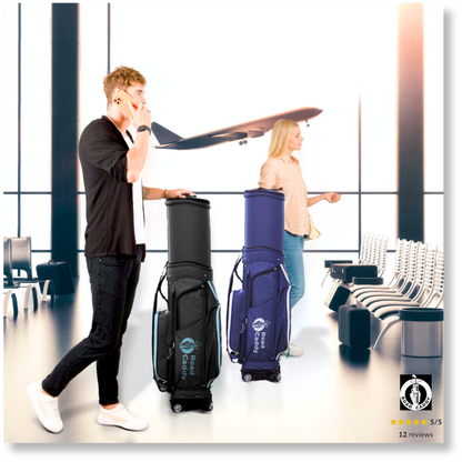 2-in-1 Hard Shell Golf Travel Bag with Wheels - Retractable Airline-Approved Golf Case for Ultimate Club Protection and Easy Mobility