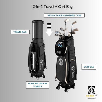 2-in-1 Hard Shell Golf Travel Bag with Wheels - Retractable Airline-Approved Golf Case for Ultimate Club Protection and Easy Mobility