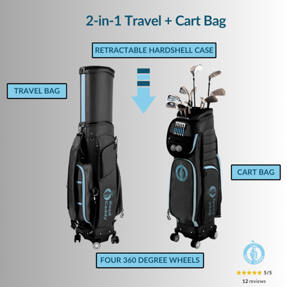 2-in-1 Hard Shell Golf Travel Bag with Wheels - Retractable Airline-Approved Golf Case for Ultimate Club Protection and Easy Mobility