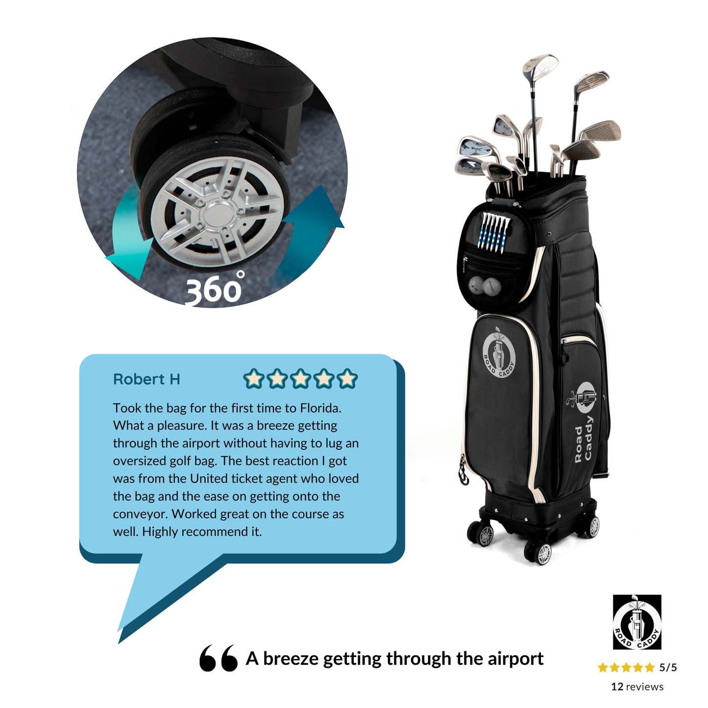 2-in-1 Hard Shell Golf Travel Bag with Wheels - Retractable Airline-Approved Golf Case for Ultimate Club Protection and Easy Mobility